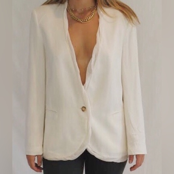 Helmut Lang Jackets & Blazers - Helmut Lang white/cream will silk trim blazer, women